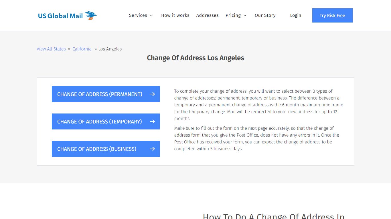 Change Of Address Los Angeles - US Global Mail